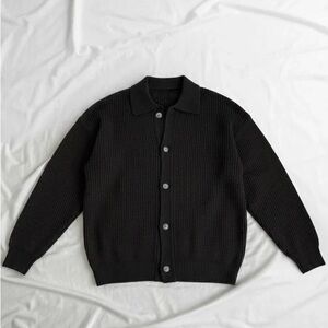 Elegant Black Men's Cardigan Sweater